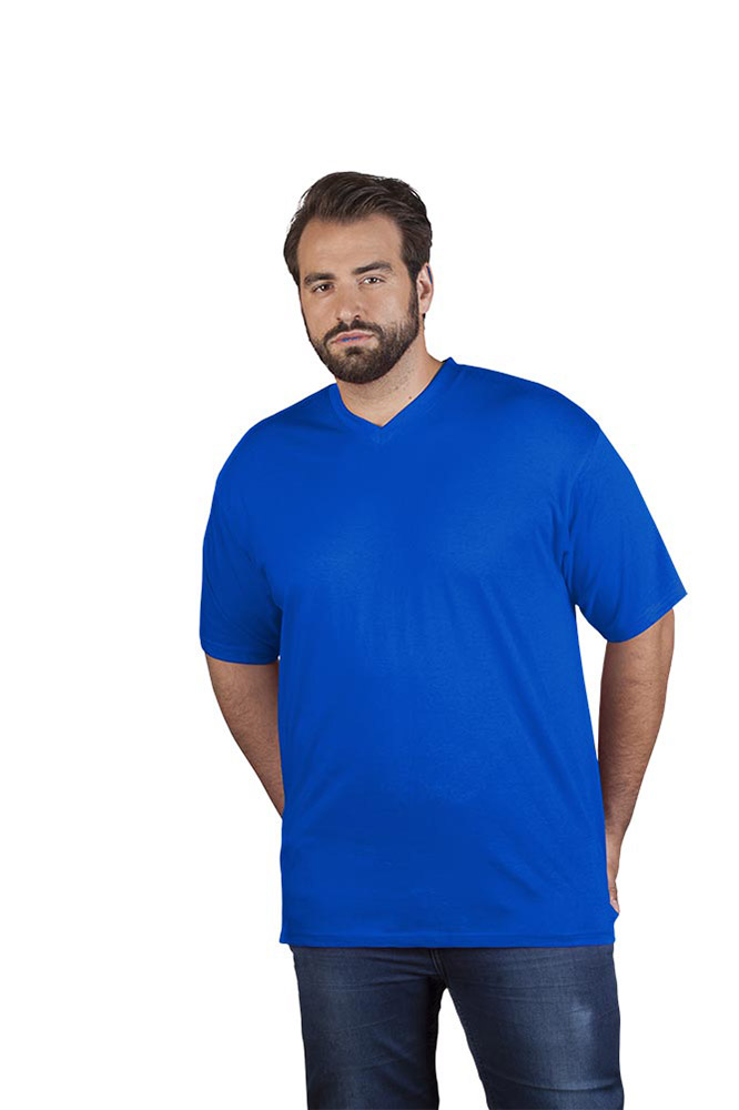 Premium V-Ausschnitt T-Shirt Plus Size Herren, Königsblau, XXXL