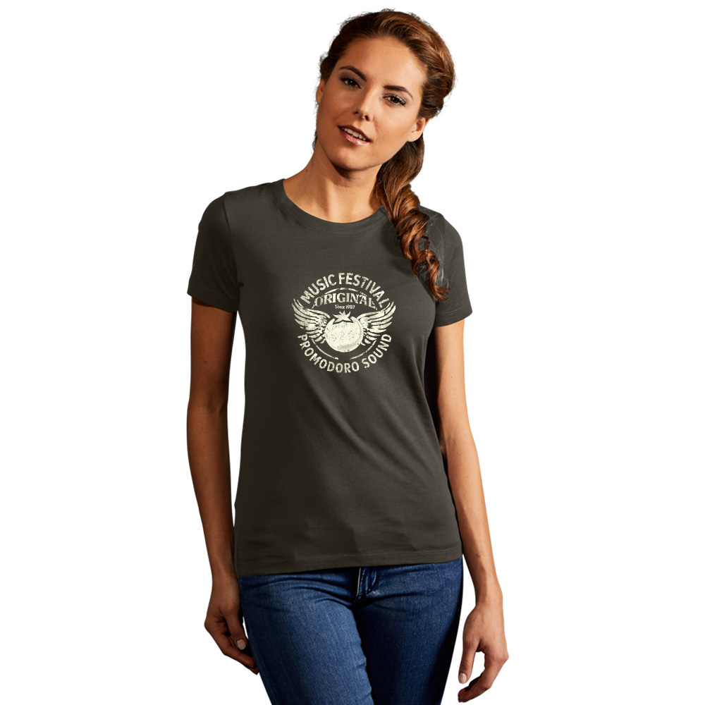 Print "promodoro sound" Premium T-Shirt Damen, Khaki, L