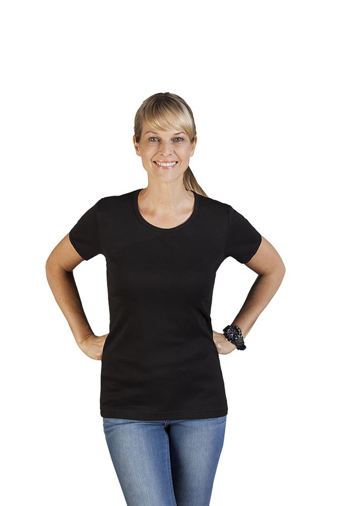 Ripp T-Shirt Damen Sale, Schwarz, XL