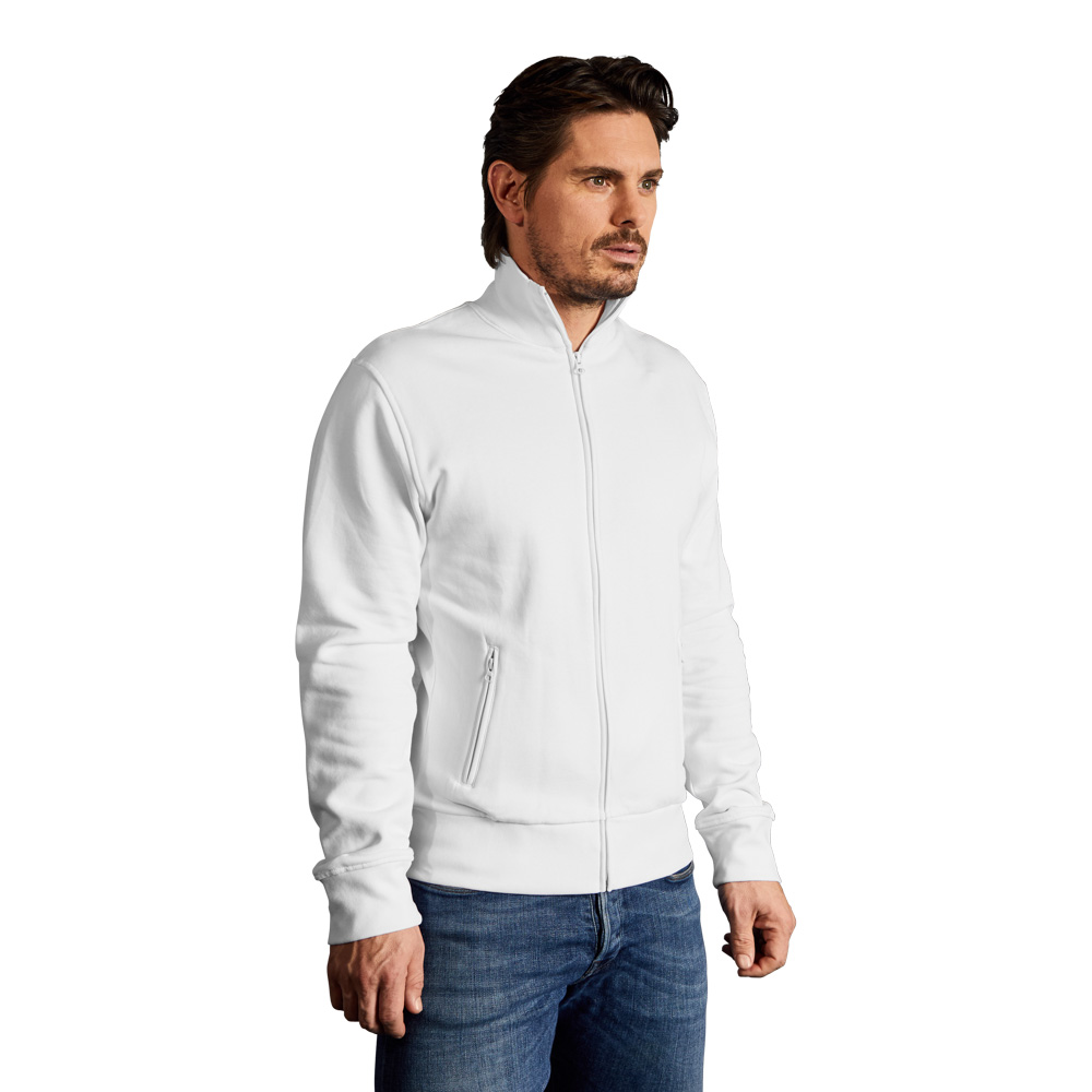 Stehkragen Zip Jacke Herren, Weiß, XXL