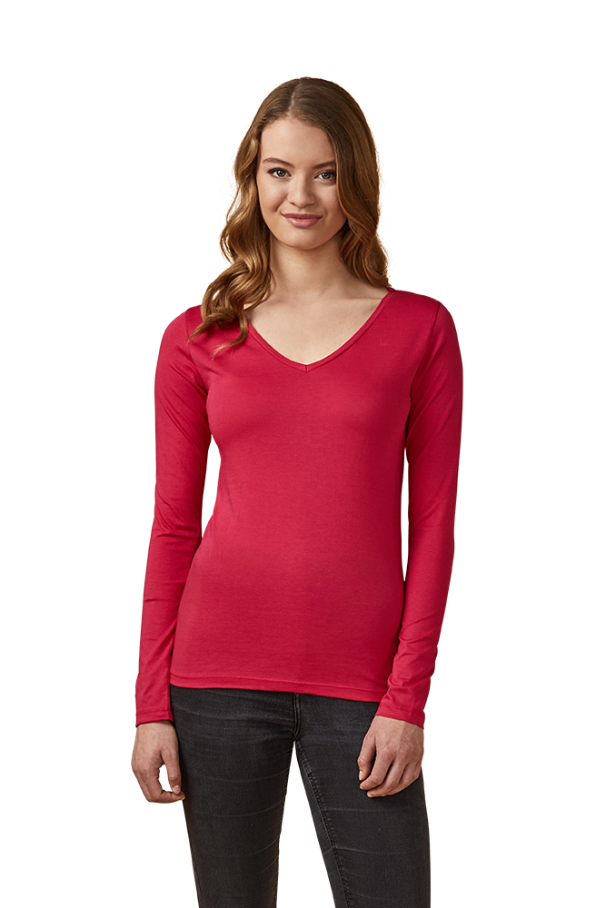 X.O V-Ausschnitt Langarmshirt Damen, Pink, XL