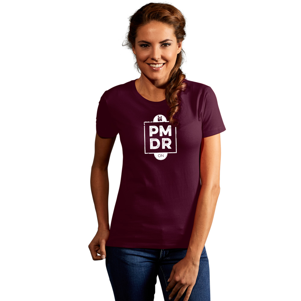 Print "promodoro rock on" Premium T-Shirt Damen, Burgund, XL