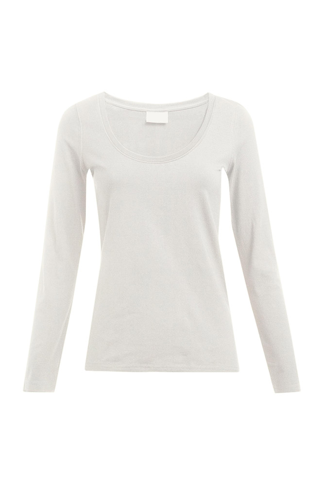 Slim-Fit Langarmshirt Plus Size Damen, Creme, XXL