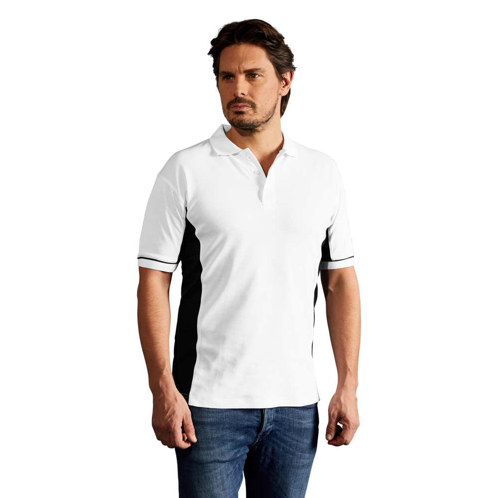 Funktions Kontrast Poloshirt Herren, Weiß-Schwarz, L