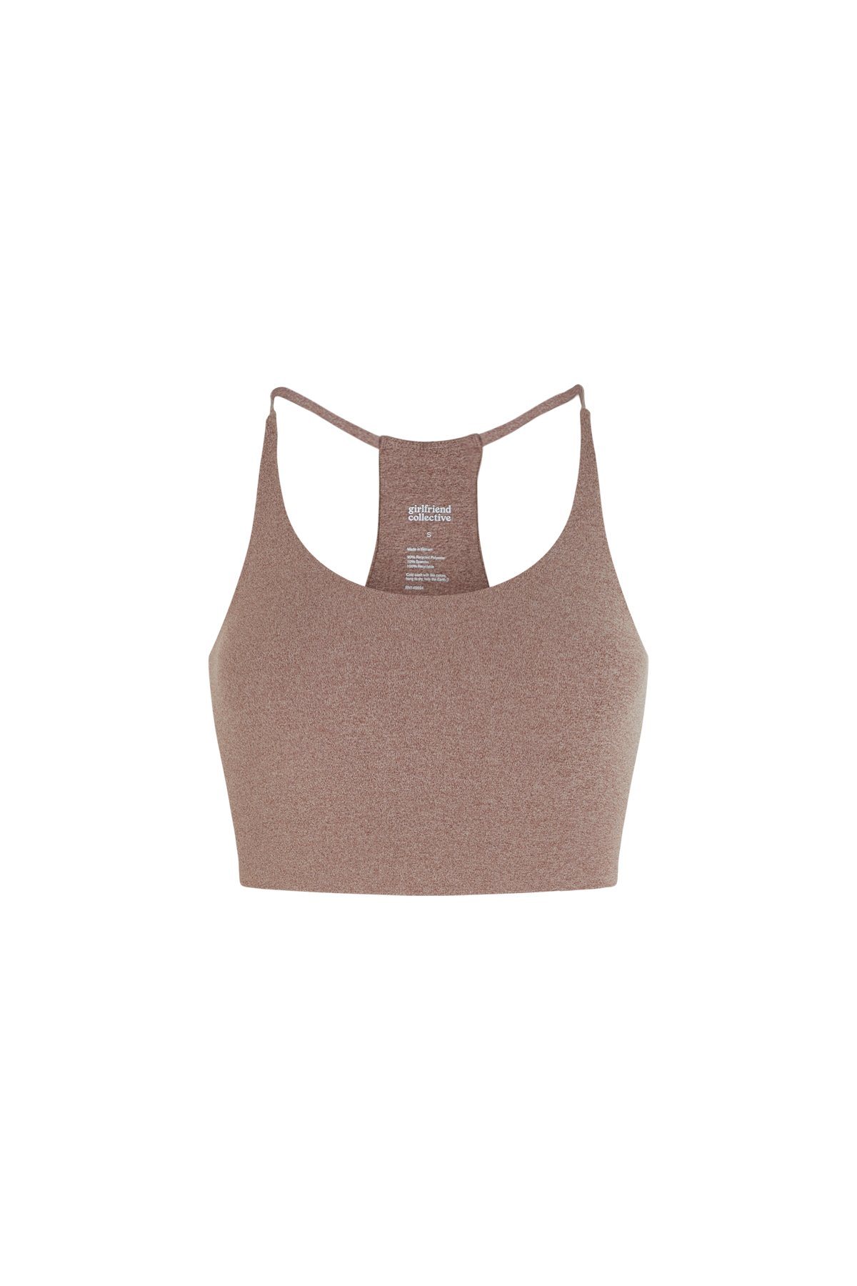 Girlfriend Collection Women's Cleo Bra - Made from Recycled Plastic Bottles, Heather Cocoon / XS
