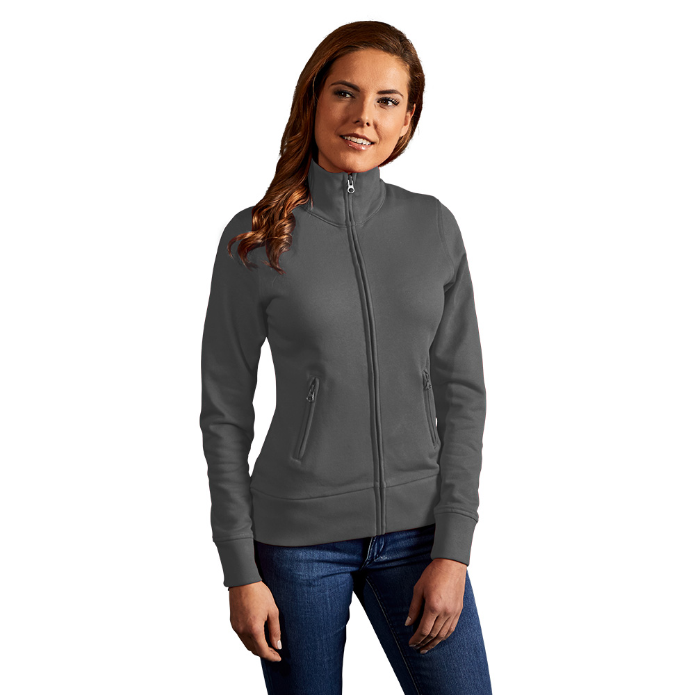 Stehkragen Zip Jacke Damen, Stahlgrau, XL