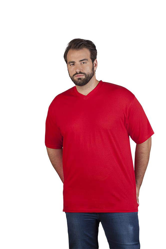 Premium V-Ausschnitt T-Shirt Plus Size Herren, Rot, XXXL