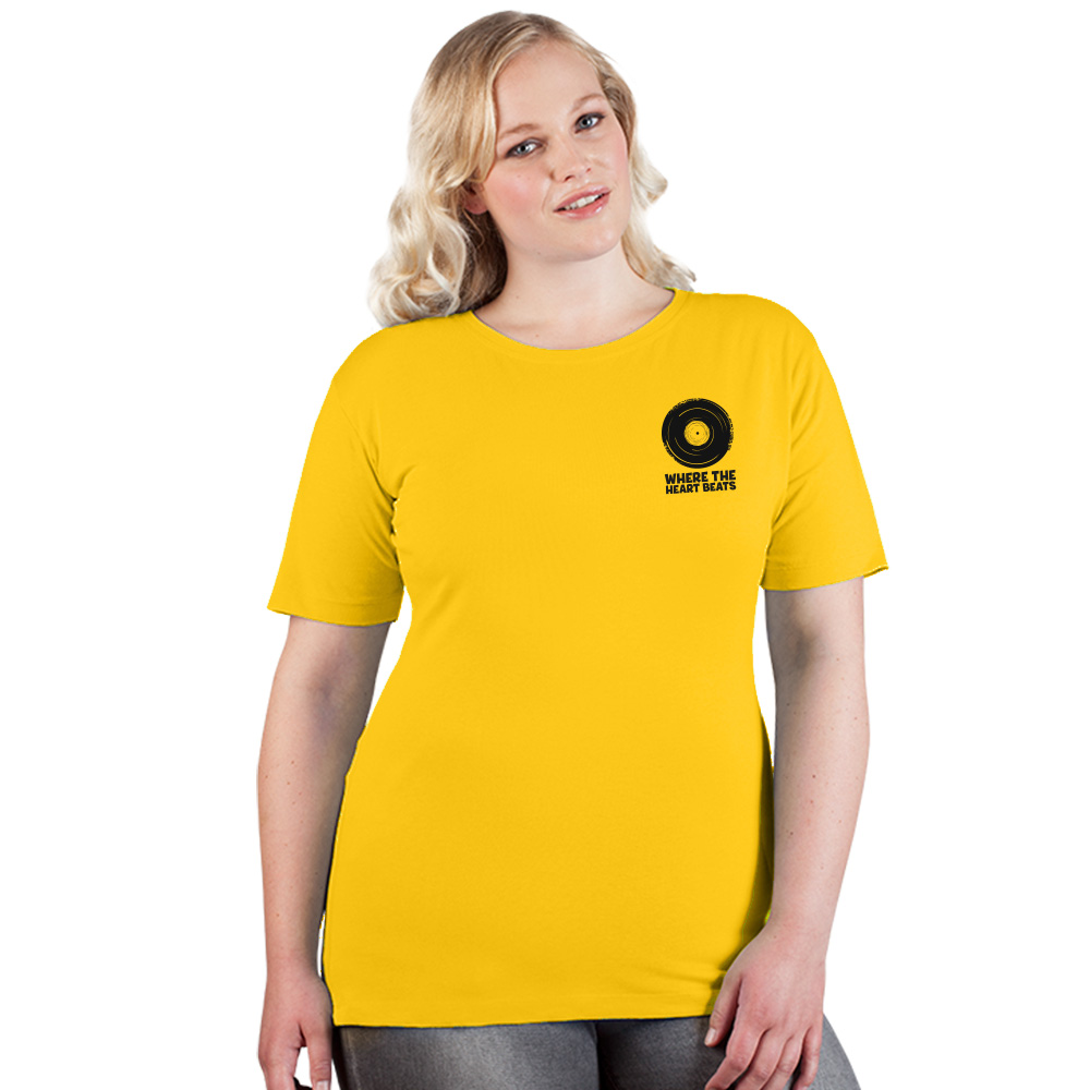 Print "promodoro heart beats" Premium T-Shirt Plus Size Damen, Gelb, XXL