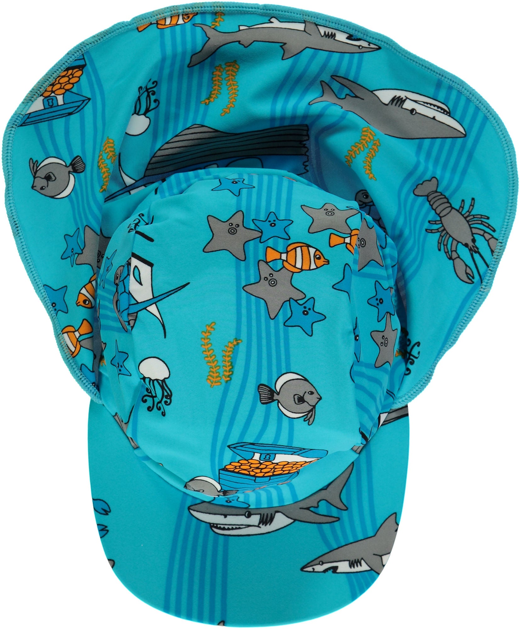Småfolk Ozean UV50+ Sonnencap, Blue Atoll XS