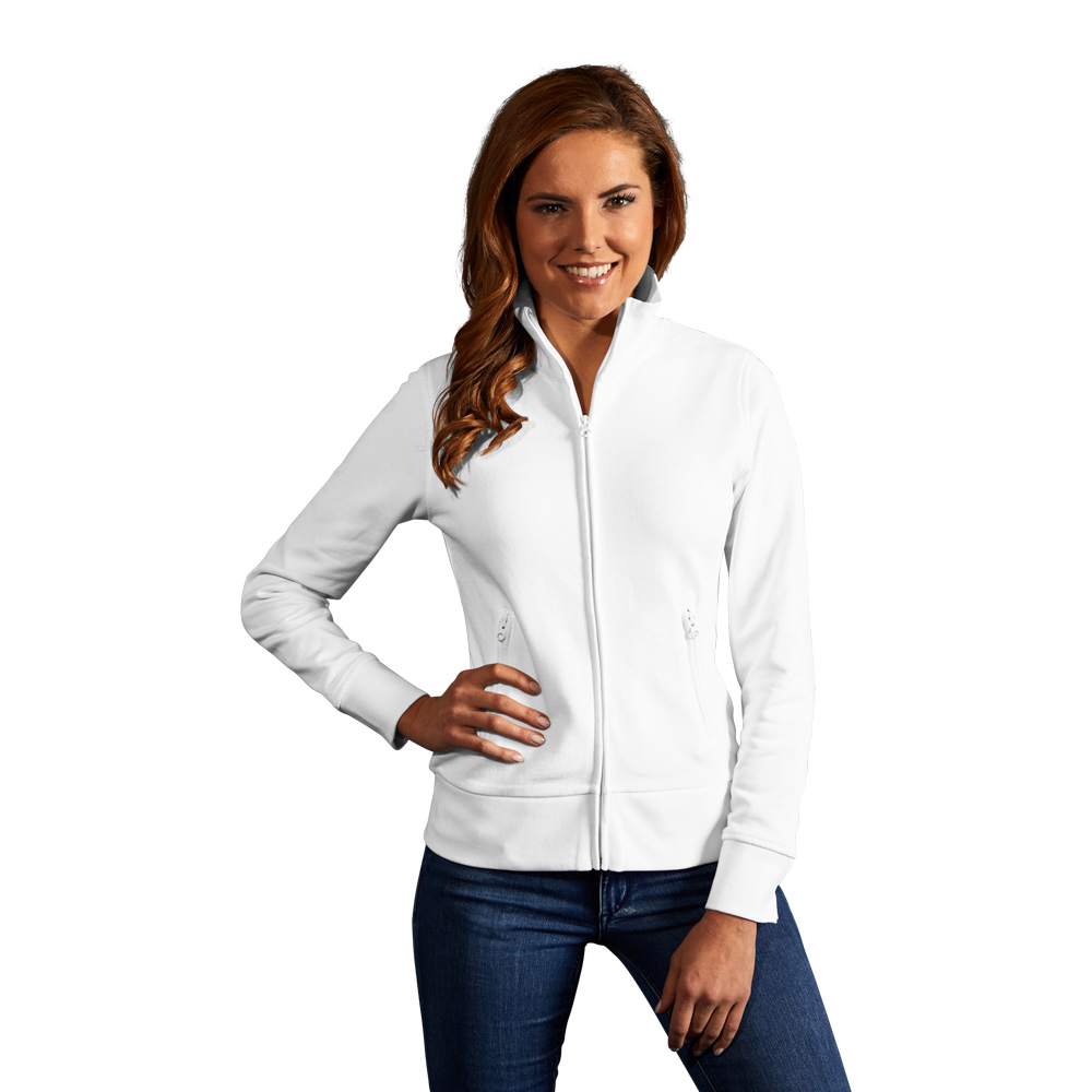 Stehkragen Zip Jacke Damen, Weiß, XL