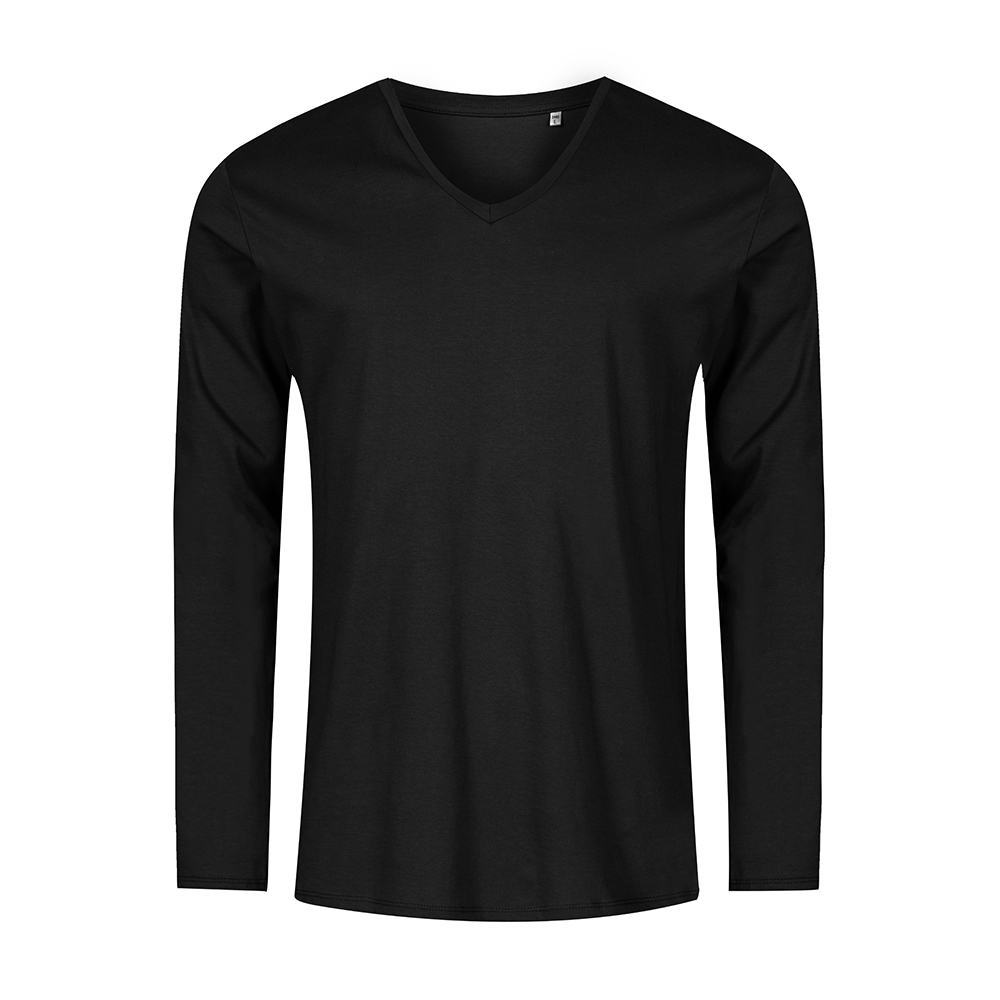 X.O V-Ausschnitt Langarmshirt Plus Size Herren, Schwarz, XXXL