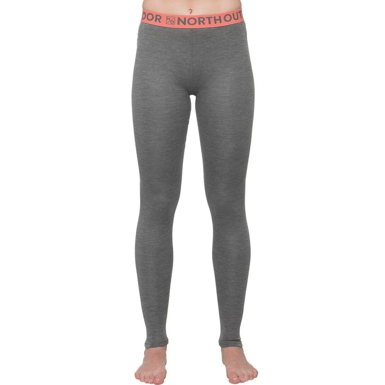 North Outdoor Women's Base Layer Pants - 100 % Merino Wool ACTIVE 210, Grey Melange / XS