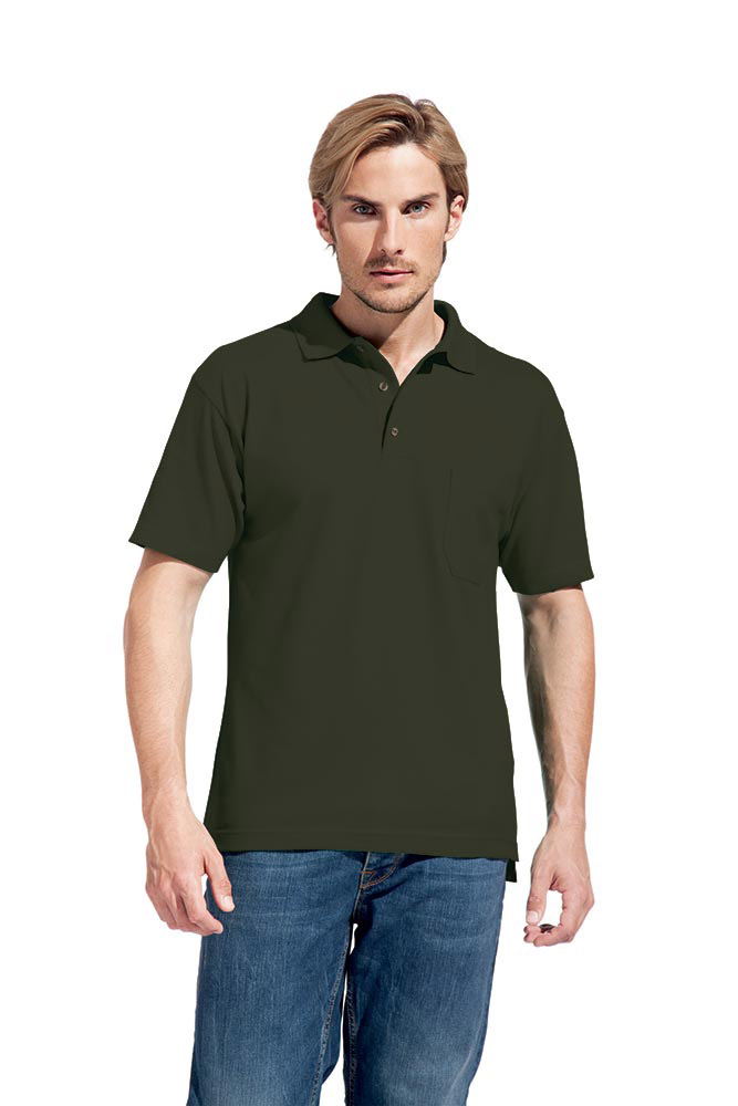 Heavy Poloshirt mit Brusttasche Herren, Jagdgrün, XXL