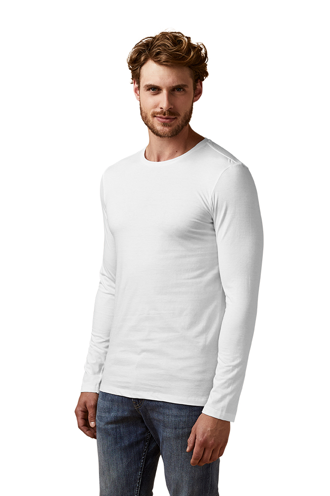 X.O Rundhals Langarmshirt Herren, Weiß, XXL