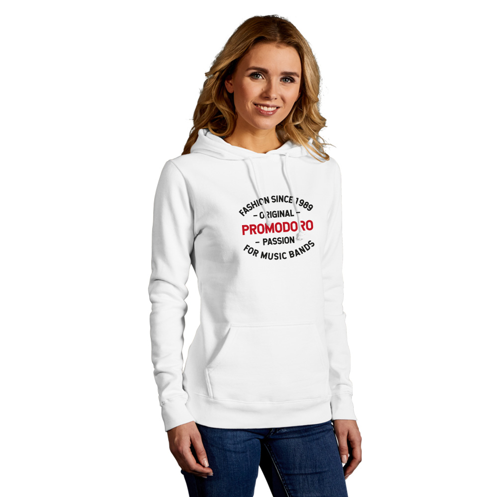 print "promodoro passion" Basic Hoodie Damen, Creme, L