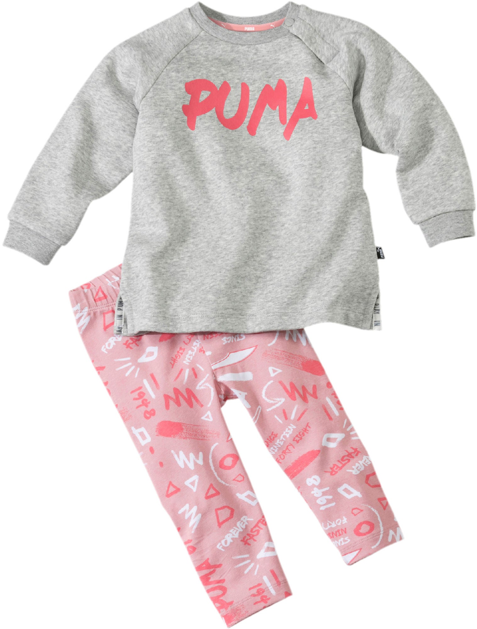 Puma Minicats Girls Aop Leggings, Light Grey Heat 62