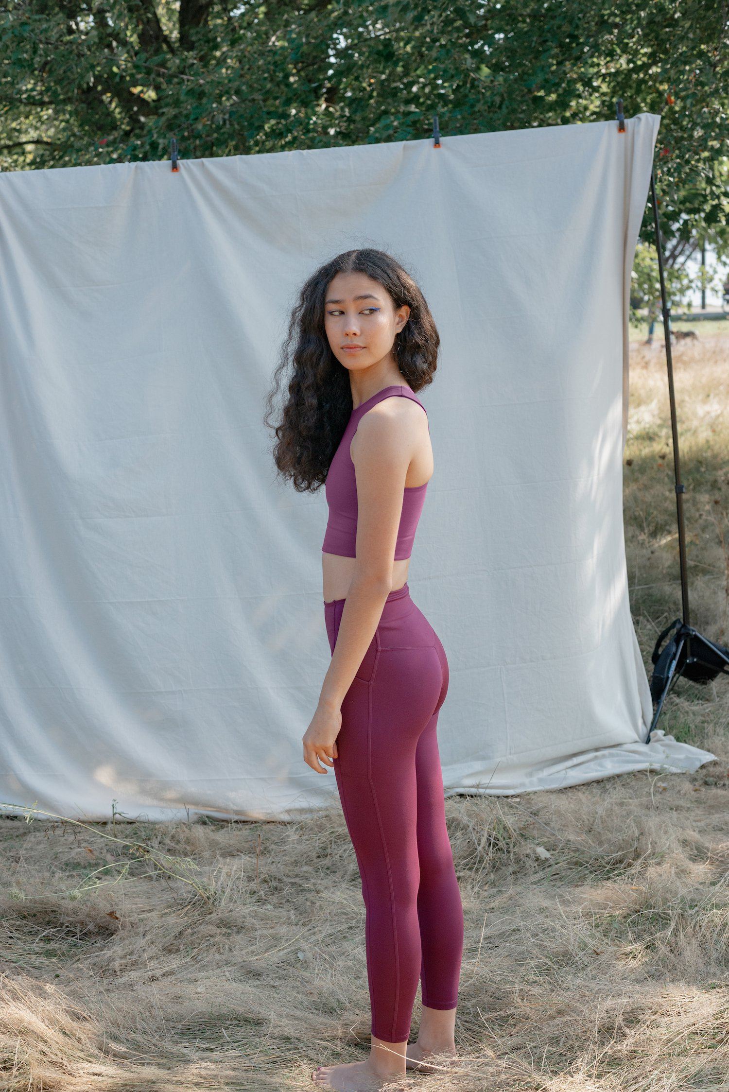 Girlfriend Collective Women's High-Rise Pocket Legging - Made From Recycled Water Bottles, Plum / XXL / 7/8