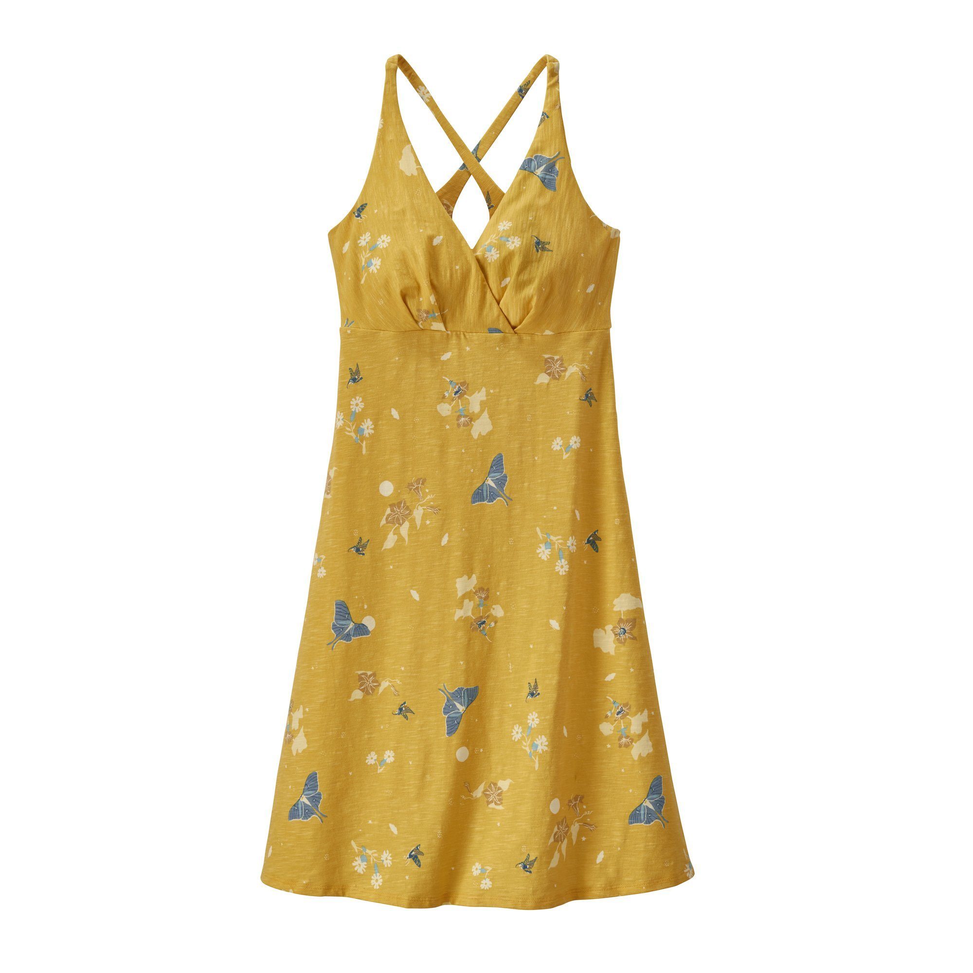 Patagonia Amber Dawn Dress - Organic Cotton, Night Pollinators Spaced: Surfboard Yellow / S