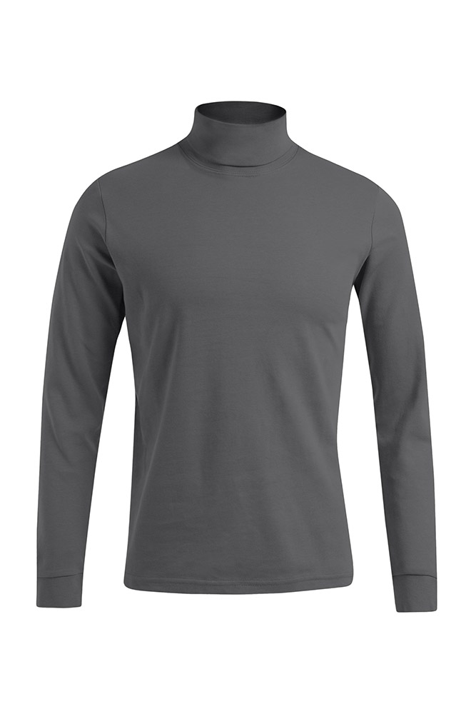 Rollkragen Langarmshirt Plus Size Herren Sale, Hellgrau, XXXL