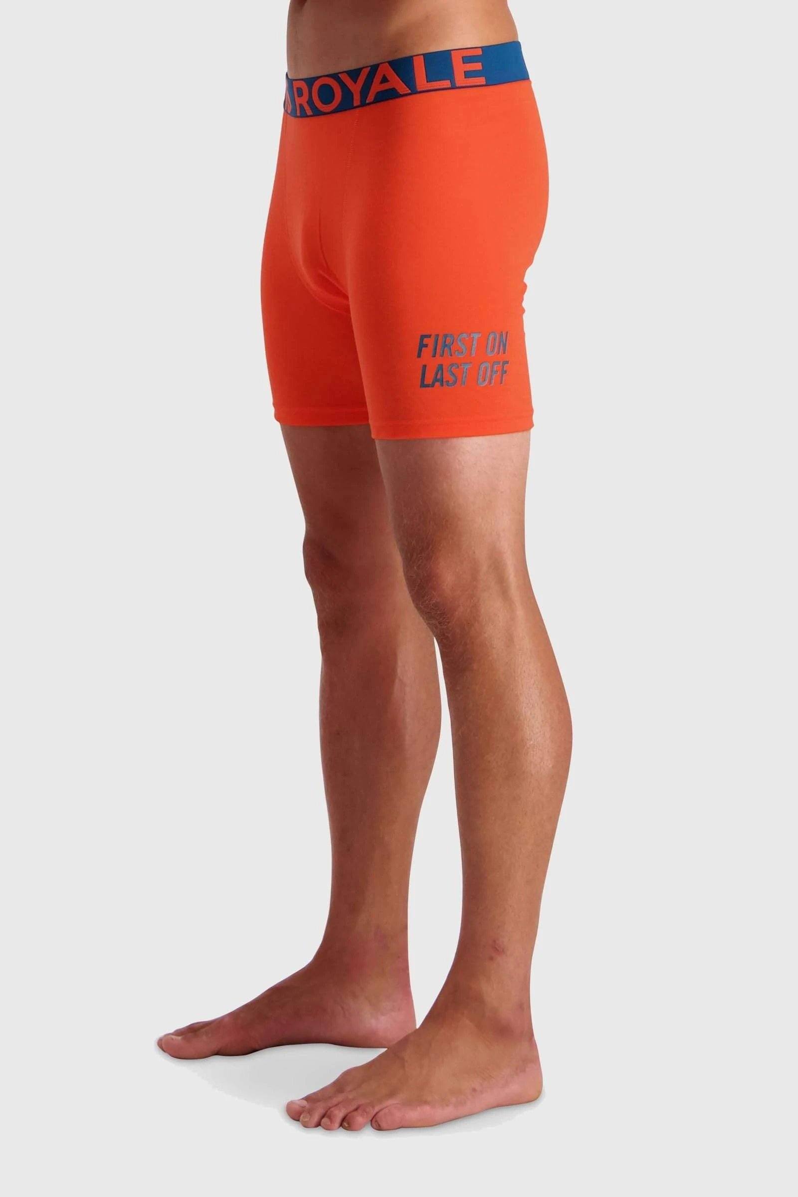 Mons Royale Men's Hold 'em Boxer - Merino wool, Orange Smash / L