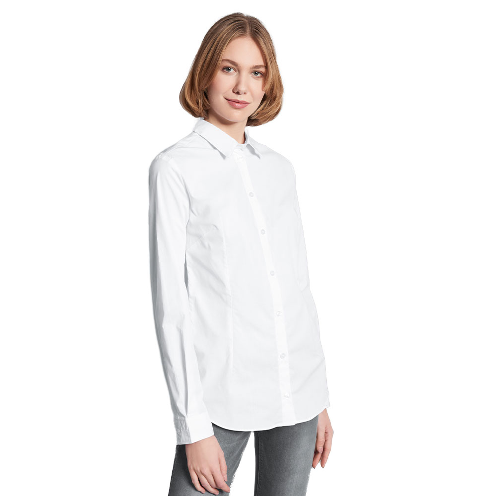 Slim-Fit Bluse Damen, Weiß, L