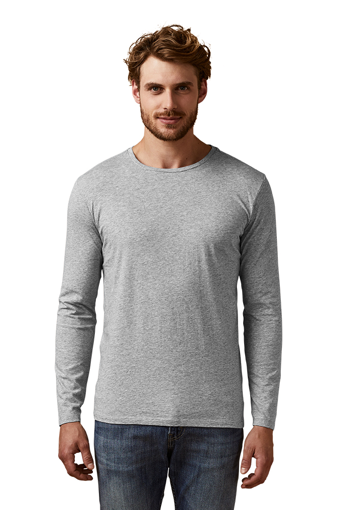 X.O Rundhals Langarmshirt Herren, Grau-Melange, XL