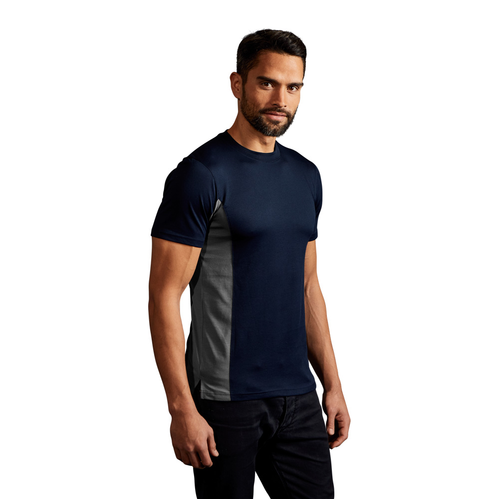 Unisex Funktions Kontrast T-Shirt Damen und Herren, Marineblau-Hellgrau, XXL