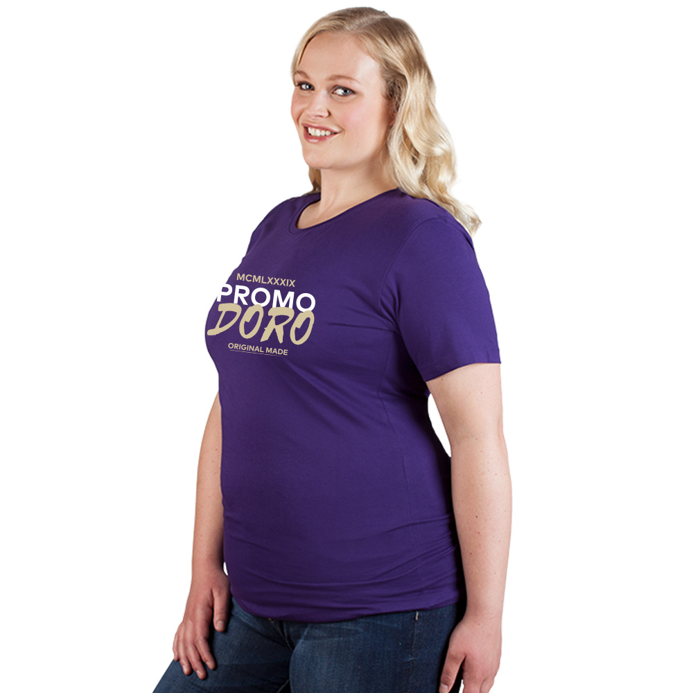 Print "promodoro original made" Bio T-Shirt Plus Size Damen, Dunkellila, XXXL