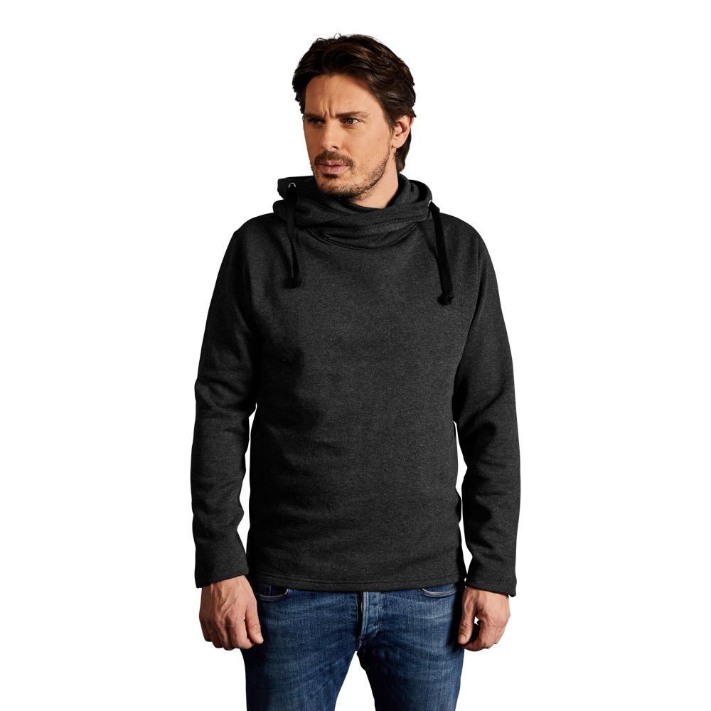 Heather Hoodie 60-40 Herren, Schwarz-Melange, L