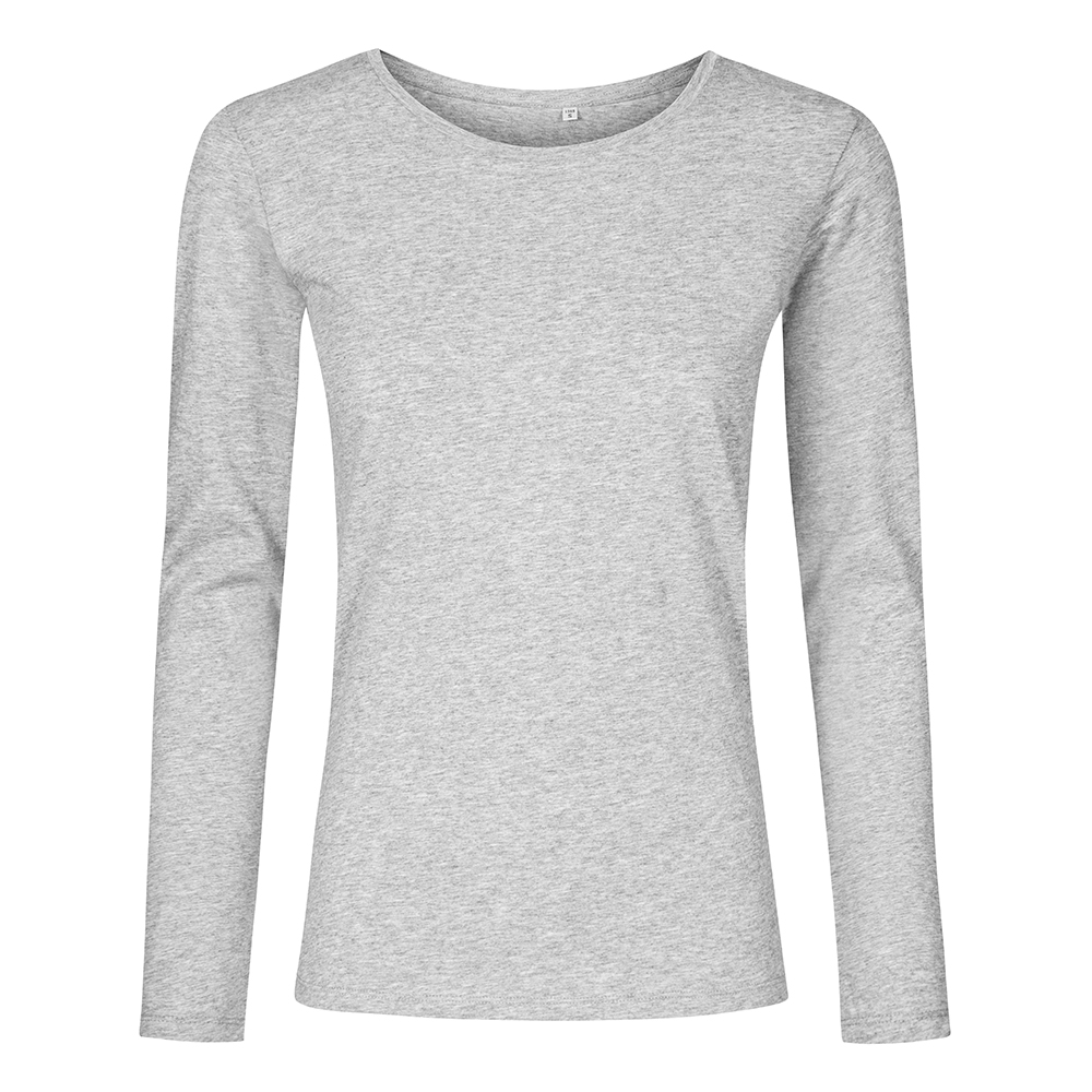 X.O Rundhals Langarmshirt Plus Size Damen, Grau-Melange, XXXL