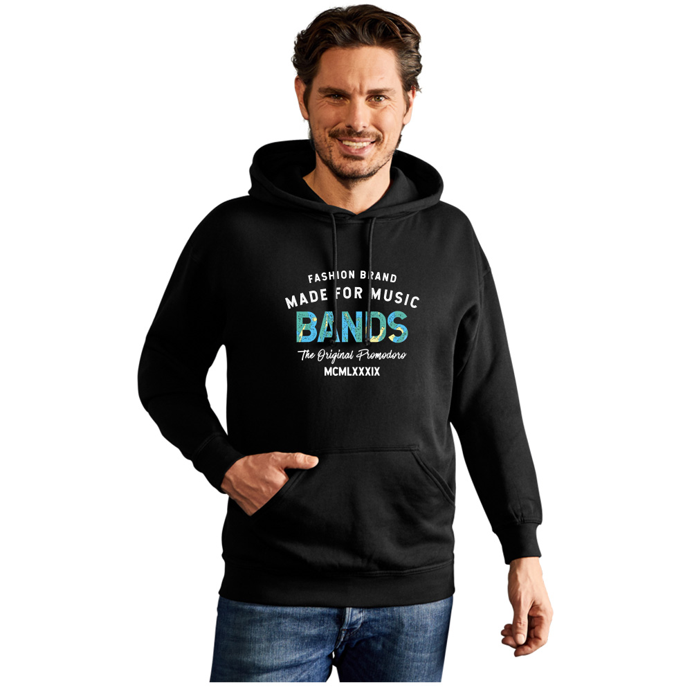Print "promodoro made for music bands" Heavy Hoodie Herren, Schwarz, XXL