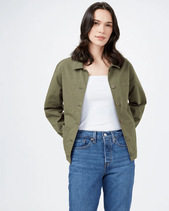 Tentree Women's Canvas Utility Jacket - Organic Cotton, Olive Night Green / S