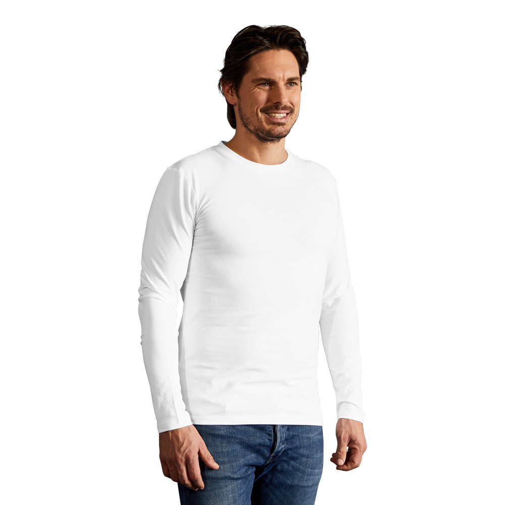 Slim-Fit Langarmshirt Herren, Weiß, L