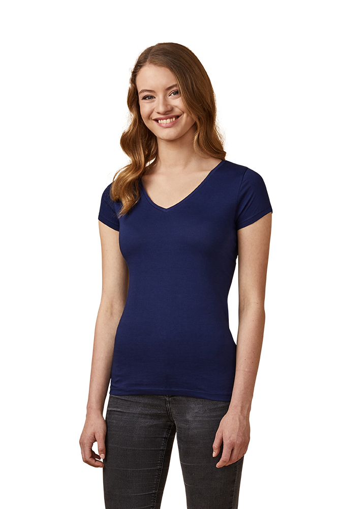 X.O V-Ausschnitt T-Shirt Damen, Französisch-Marineblau, XL