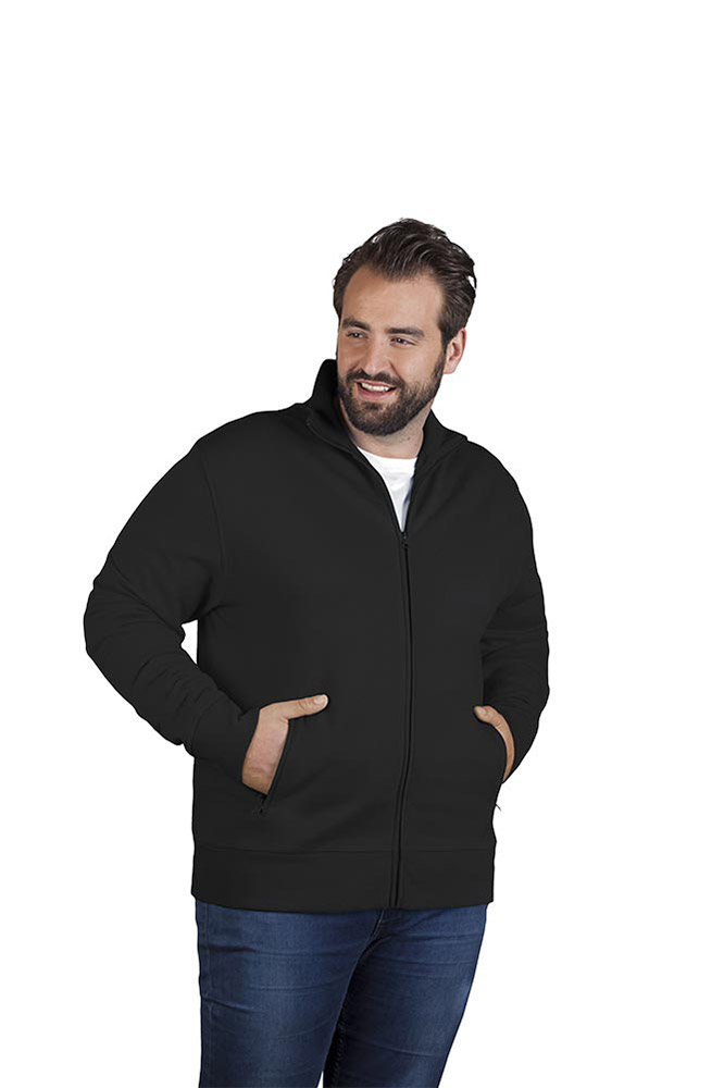 Stehkragen Zip Jacke Plus Size Herren, Schwarz, XXXL