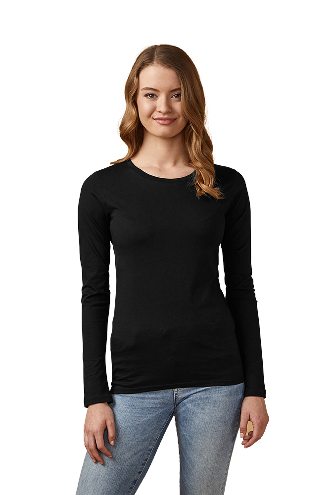 X.O Rundhals Langarmshirt Damen, Schwarz, XL