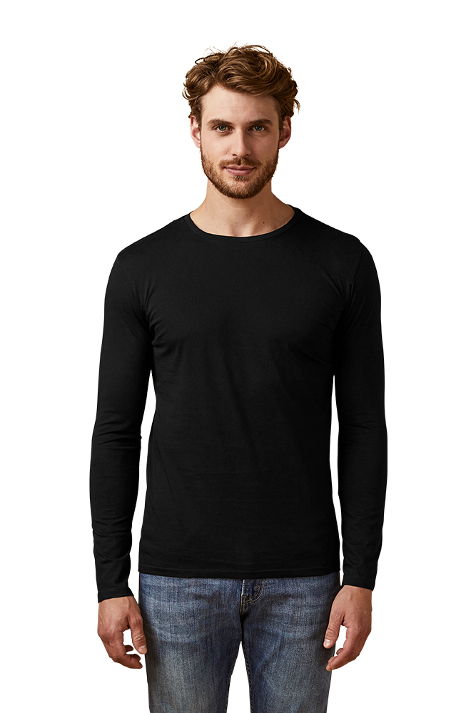 X.O Rundhals Langarmshirt Herren, Schwarz, XXL