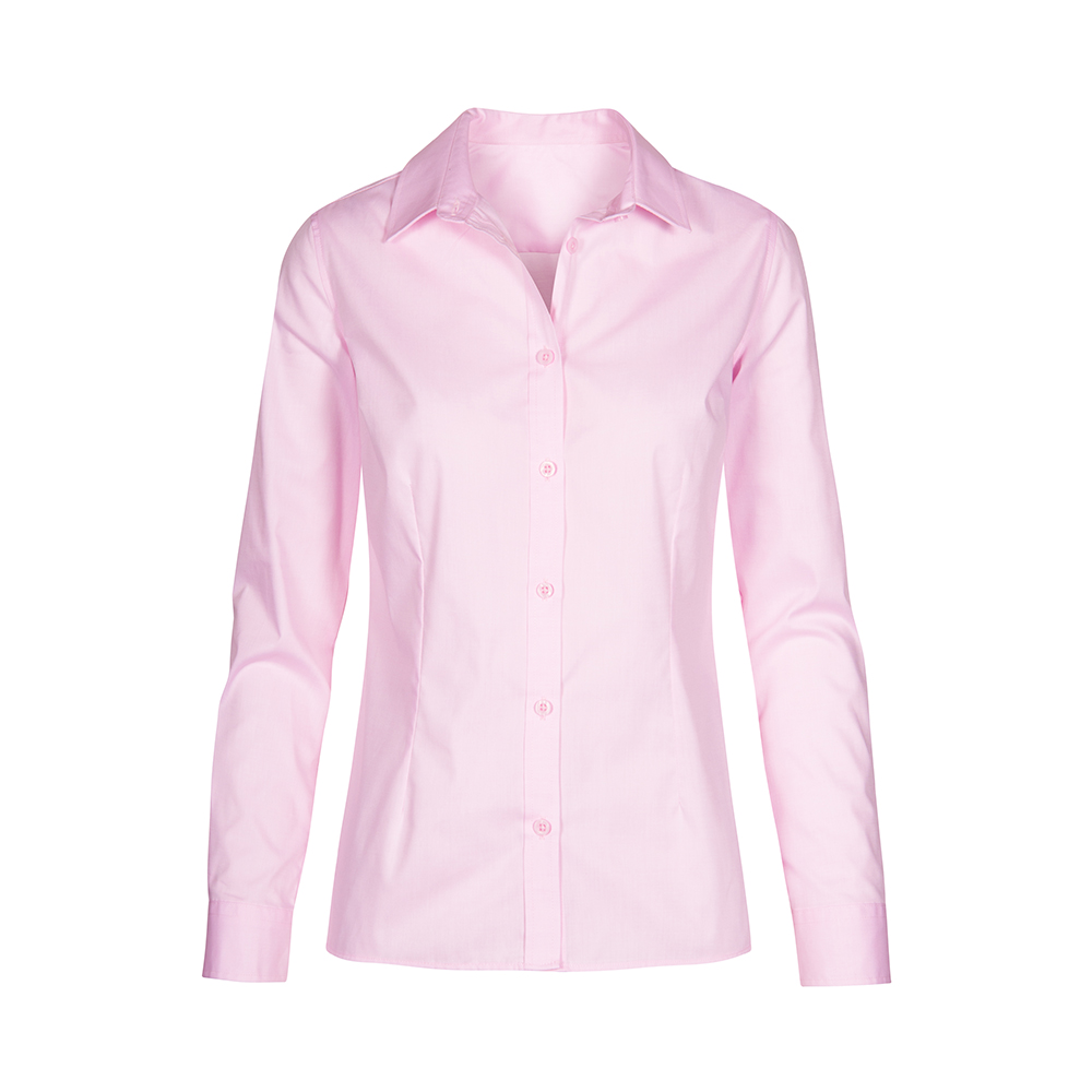Oxford Langarm-Bluse Plus Size Damen, hellrosa, XXXL