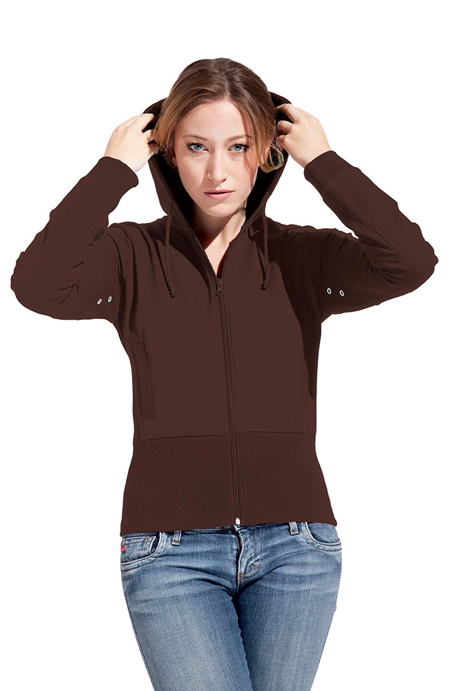 Zip Hoodie Jacke 95-5 Damen Sale, Schokolade, L