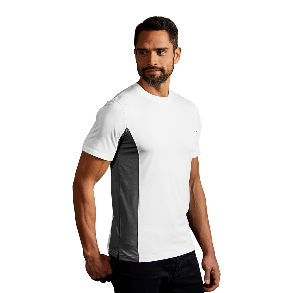 Unisex Funktions Kontrast T-Shirt Damen und Herren, Weiß-Dunkelgrau, XXL