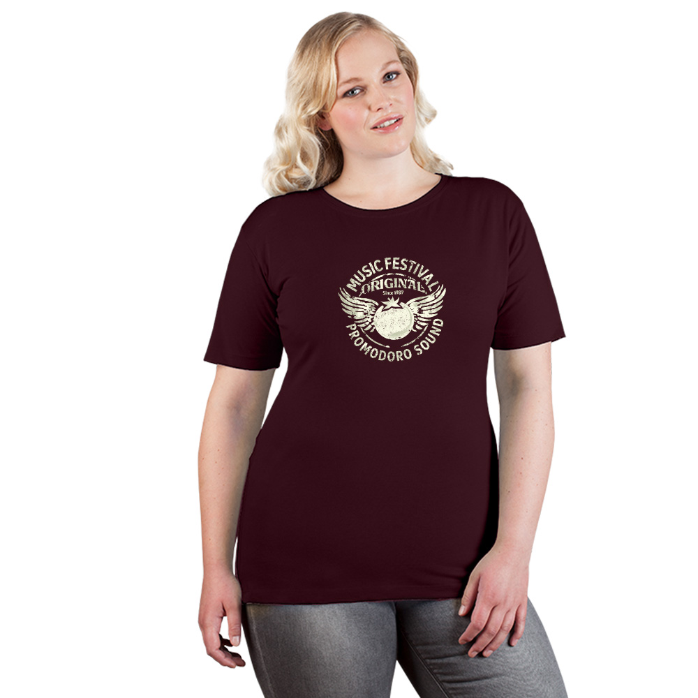 Print "promodoro sound" Premium T-Shirt Plus Size Damen, Burgund, XXL