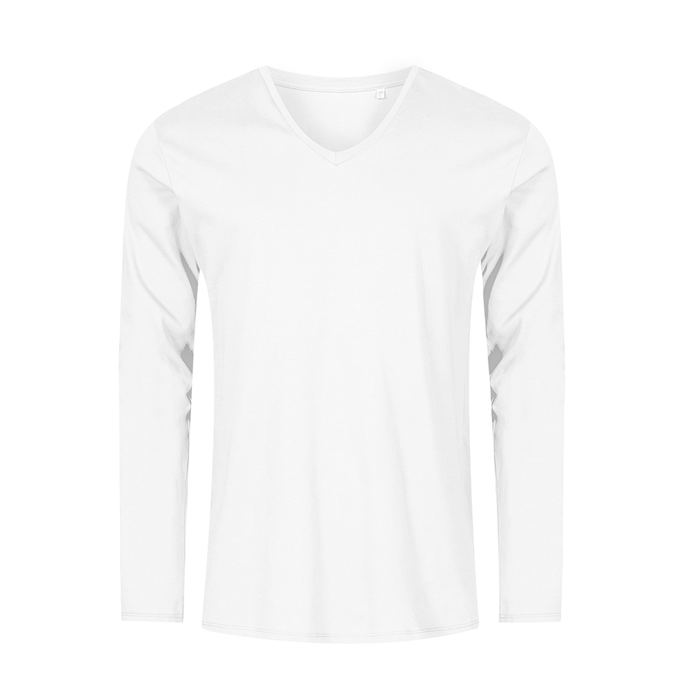 X.O V-Ausschnitt Langarmshirt Plus Size Herren, Weiß, XXXL