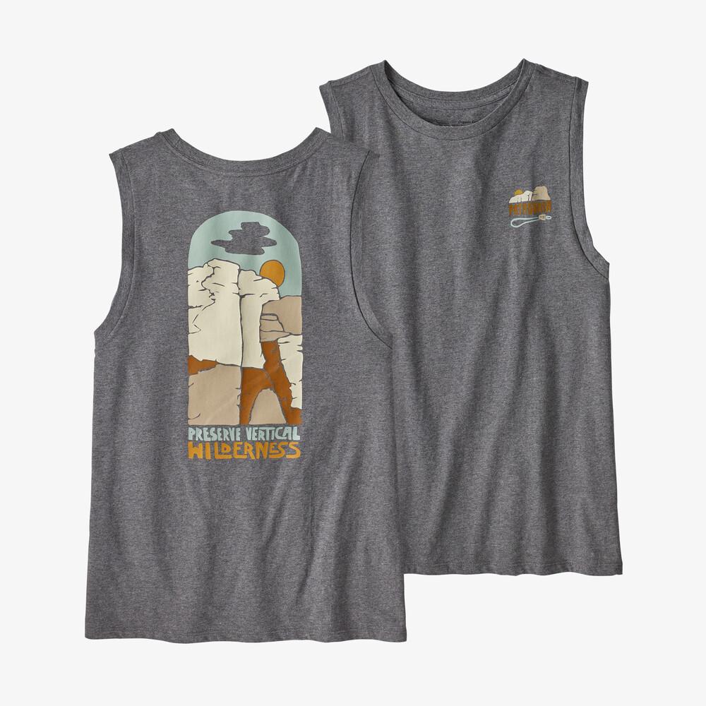 Patagonia Women's Save the Splitters Organic Cotton Muscle Tee, Gravel Heather / S