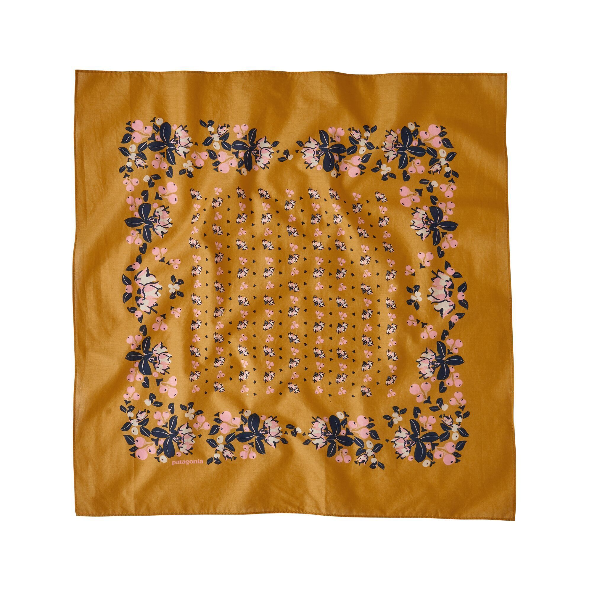 Patagonia Bandana - Organic Cotton, Mountain Cranberry Bandana: Glyph Gold