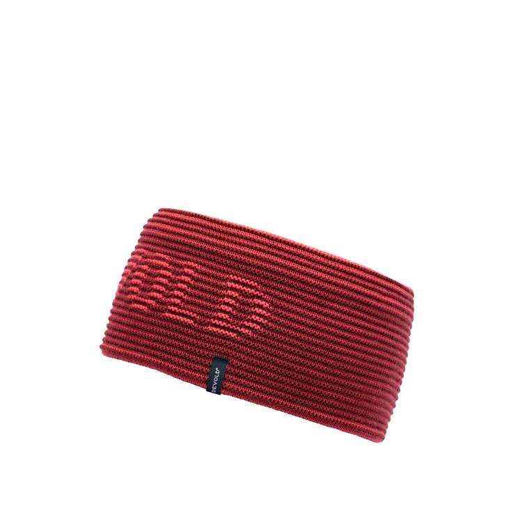 Devold Rib Logo Headband - Merinowool, Poppy