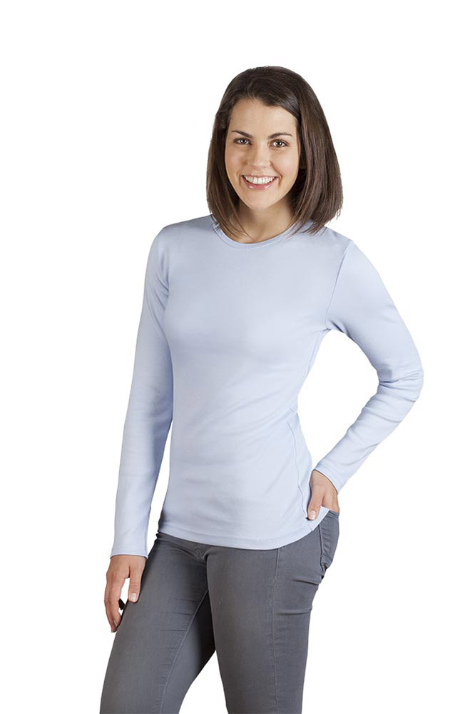 Interlock Langarmshirt Damen Sale, Babyblau, L