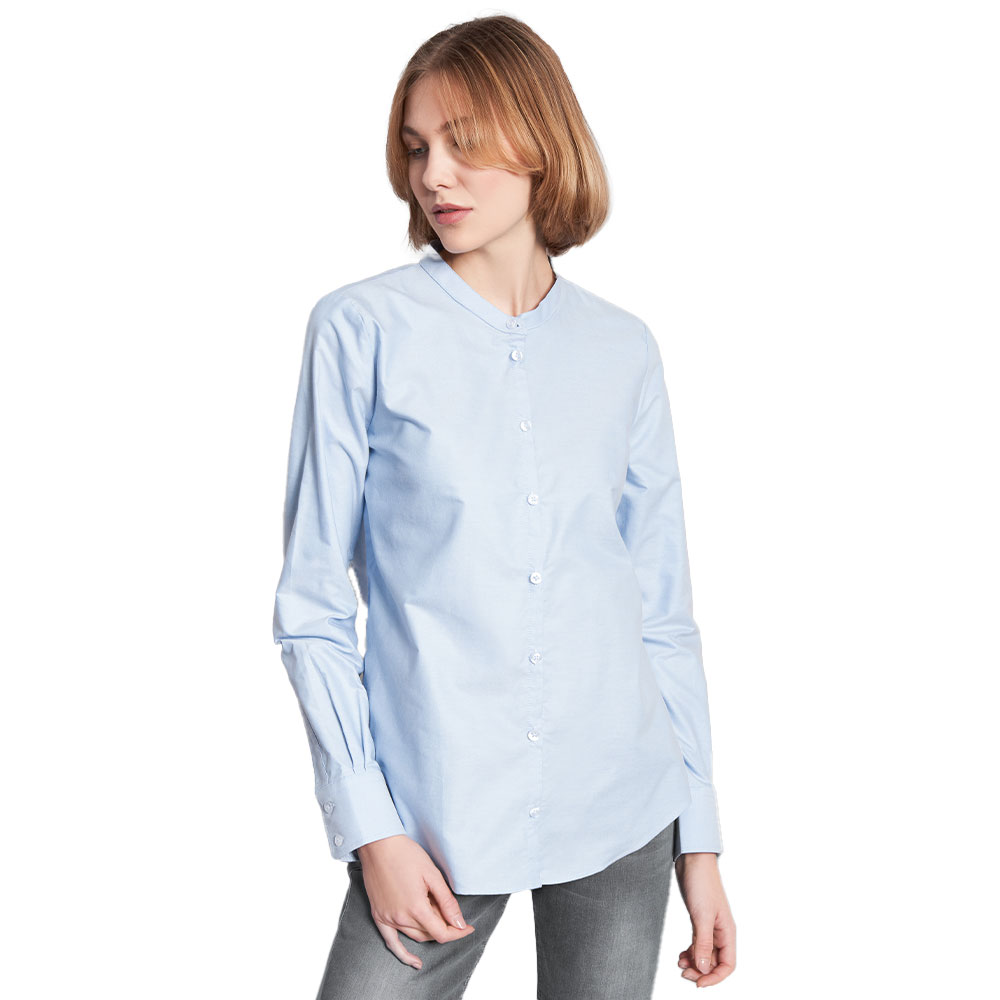 Long-Bluse Damen, Hellblau, L
