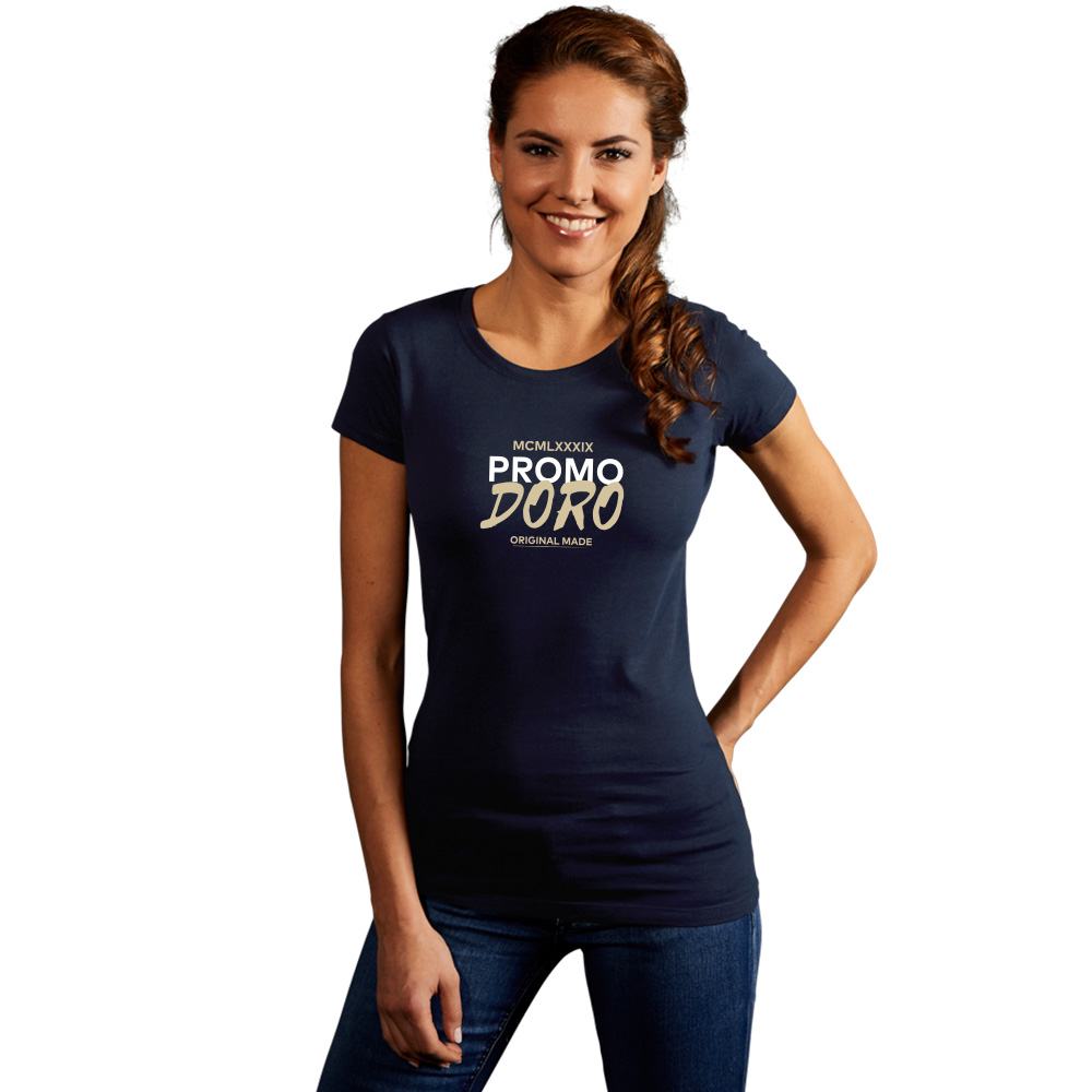Print "promodoro original made" Bio T-Shirt Damen, Marineblau, XL