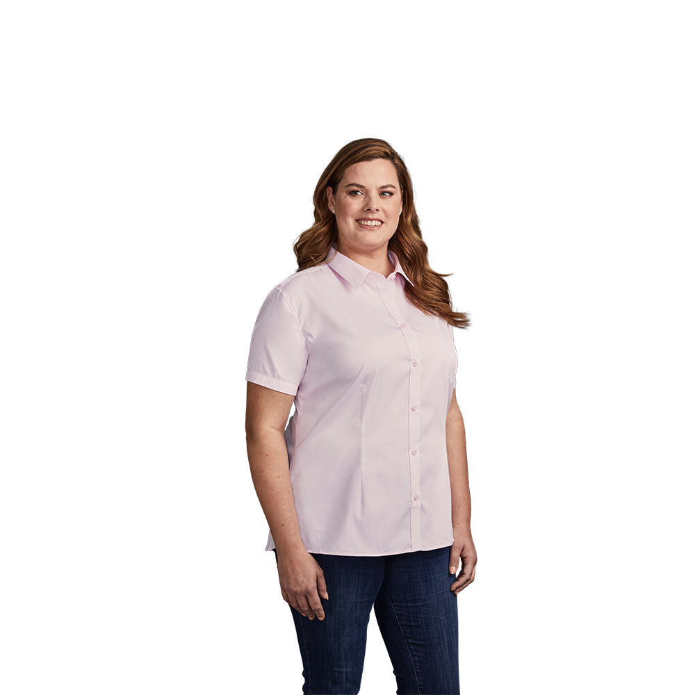 Oxford Kurzarm-Bluse Plus Size Damen, hellrosa, XXL