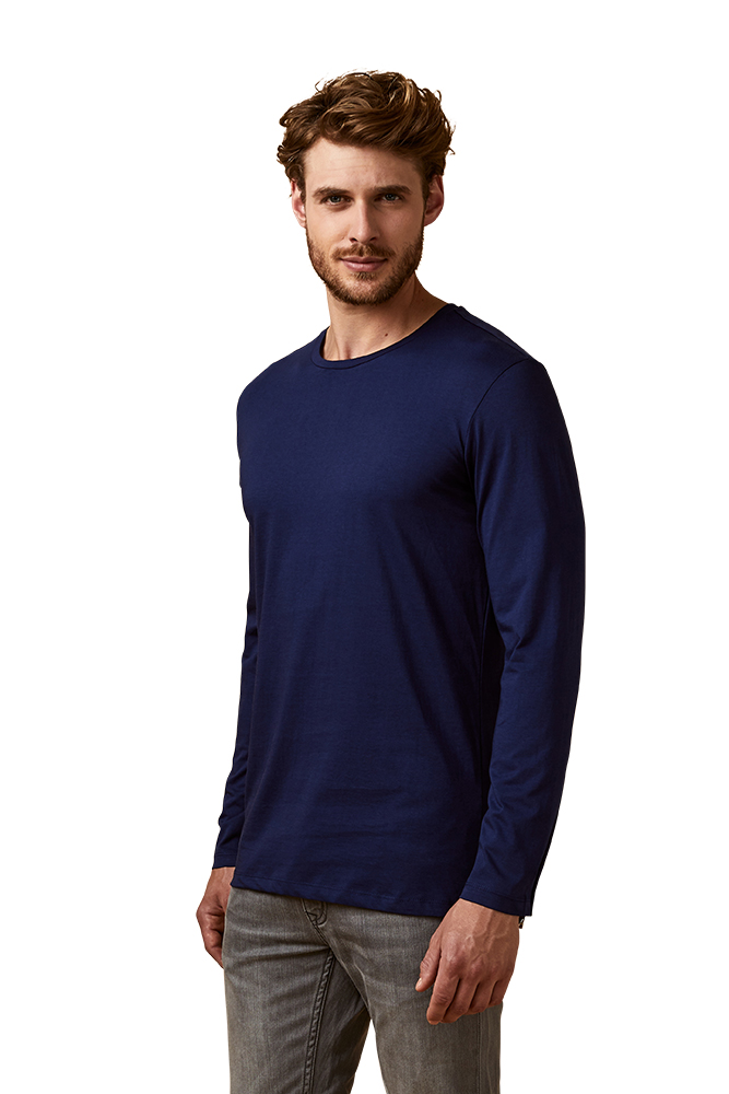 X.O Rundhals Langarmshirt Herren, Französisch-Marineblau, XL